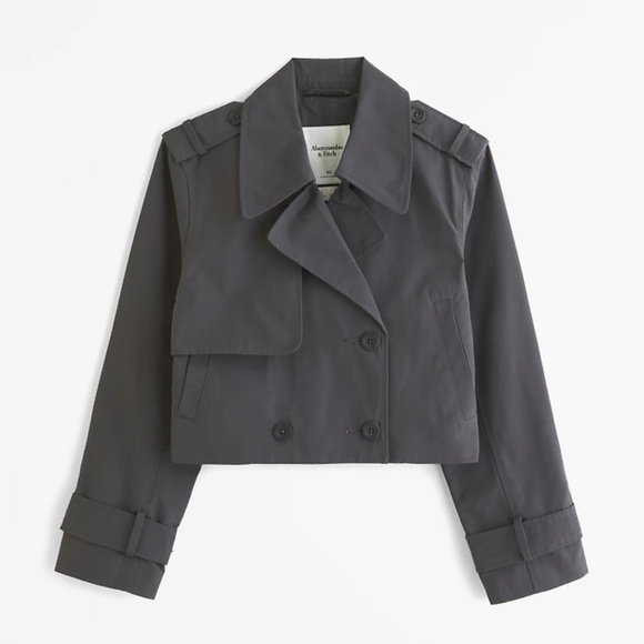 Abercrombie & Fitch Jackets & Blazers - Abercrombie Cropped Trench - Dark Grey L